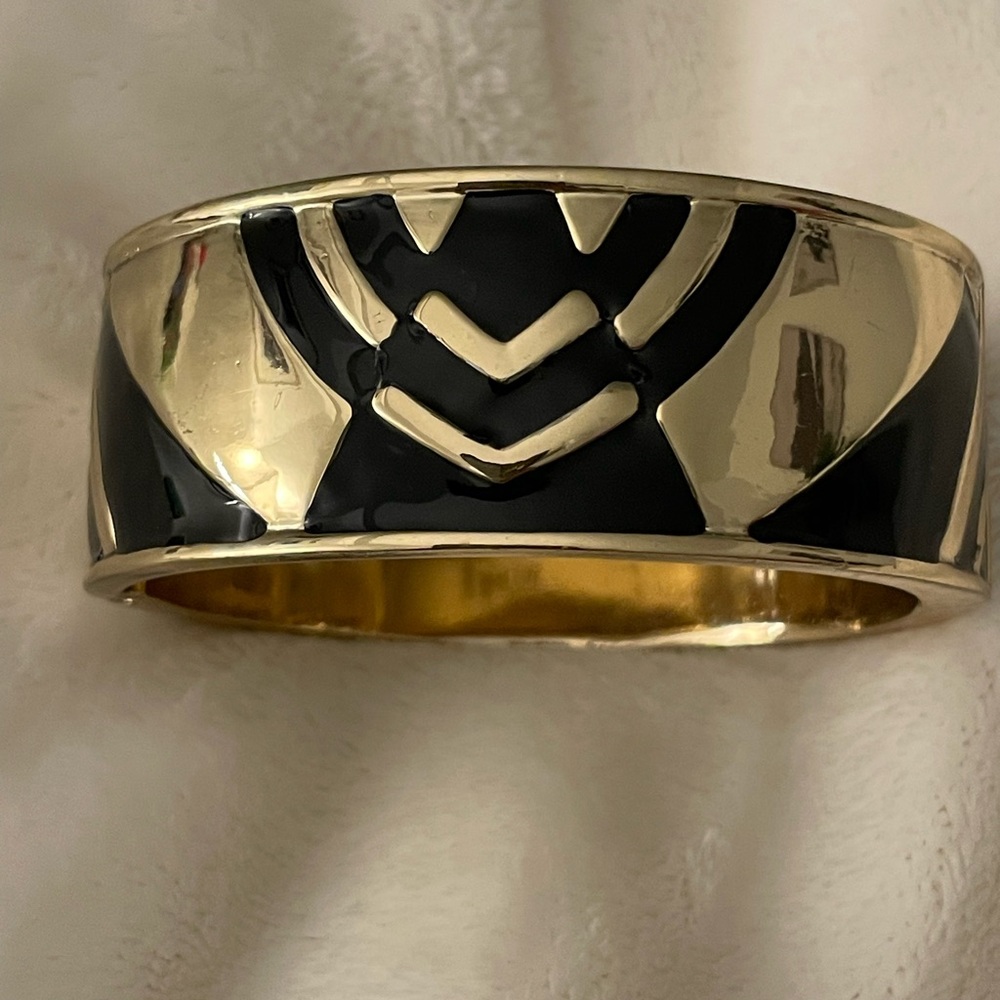 MMA Gold and Black Enameled Bangle Bracelet
